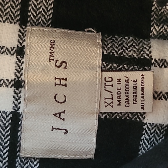 Jachs XL cotton plaid button up. Black and white. - Picture 2 of 8
